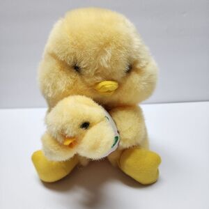 Vintage Avon Mom & Baby Chick Plush Yellow 9" Stuffed Animal Toy Easter 1994